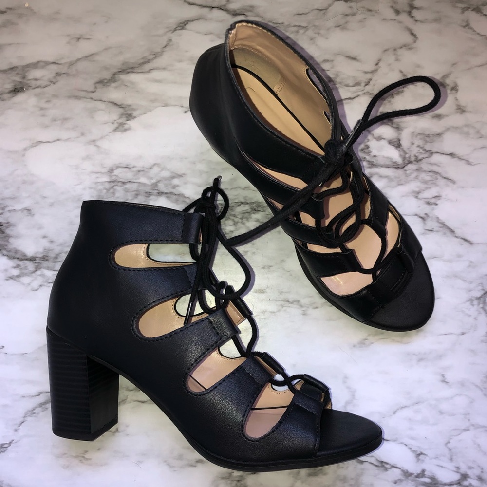 Lace-up Block Heels